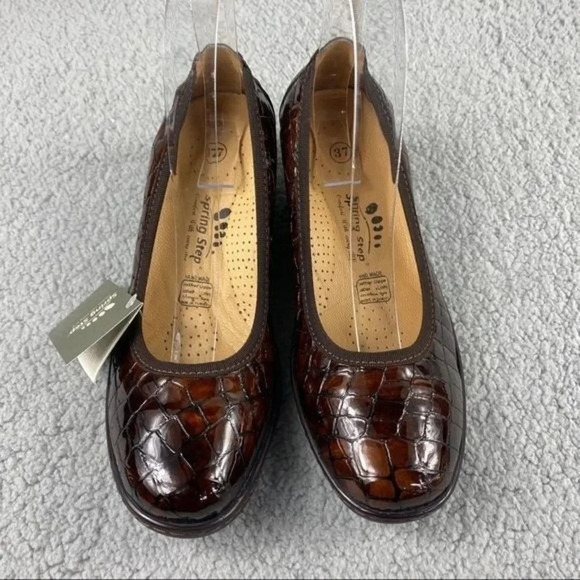 NEW SPRING STEP‎ KART II SHOES Wedge Womens 6.5 us or 37 Croco Embossed Brown - Picture 4 of 16